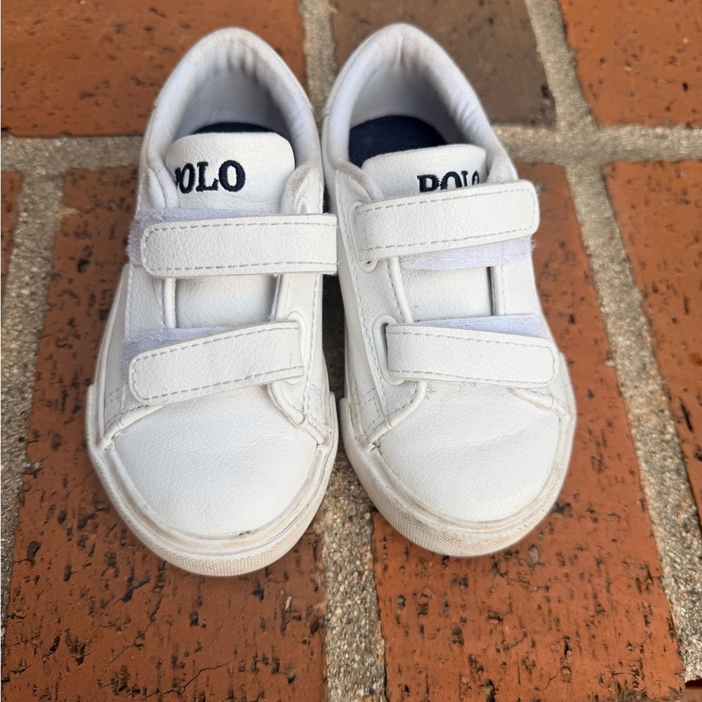 Ralph Lauren Polo Toddler Sneakers – Size 8 – White Leather – EUC